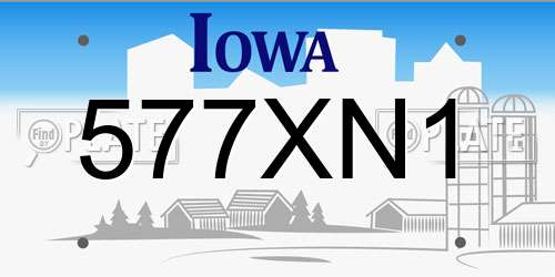 577XN1 Iowa License Plate