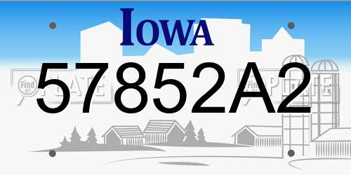 57852A2 Iowa License Plate