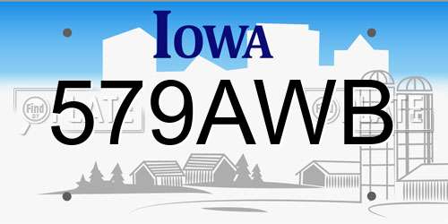 579AWB Iowa License Plate