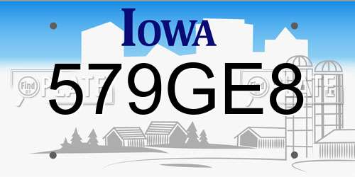579GE8 Iowa License Plate
