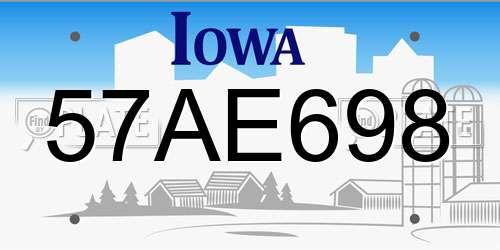 57AE698 Iowa License Plate