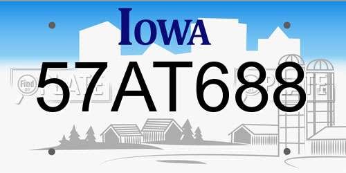 57AT688 Iowa License Plate