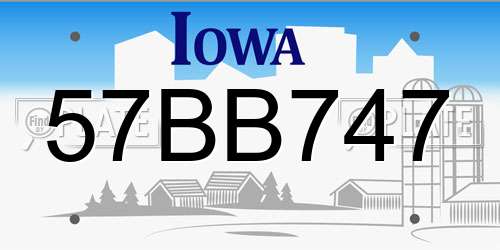 57BB747 Iowa License Plate