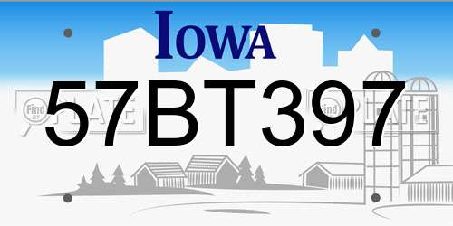 57BT397 Iowa License Plate