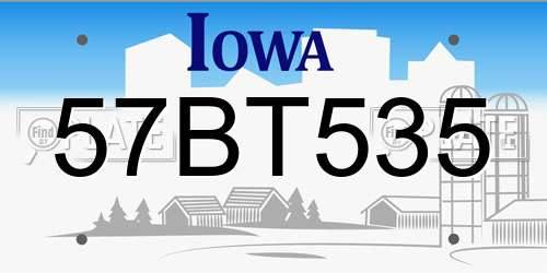 57BT535 Iowa License Plate