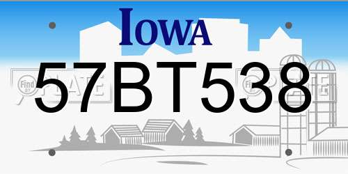 57BT538 Iowa License Plate