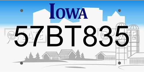 57BT835 Iowa License Plate
