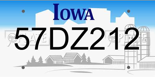 57DZ212 Iowa License Plate