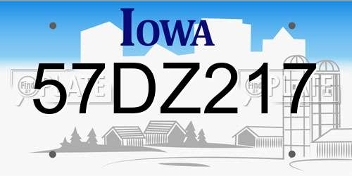 57DZ217 Iowa License Plate