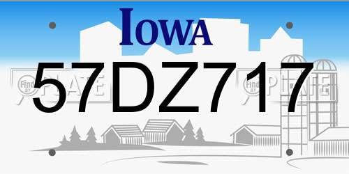 57DZ717 Iowa License Plate