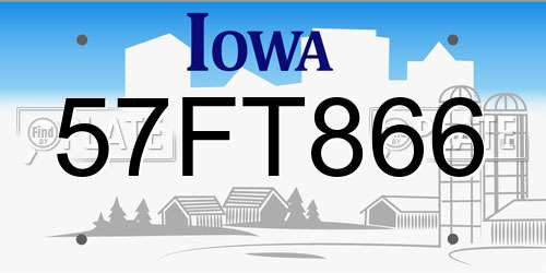 57FT866 Iowa License Plate