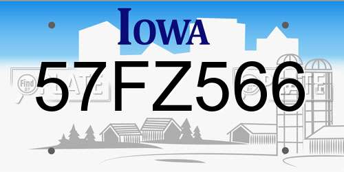 57FZ566 Iowa License Plate