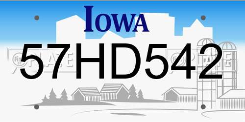 57HD542 Iowa License Plate