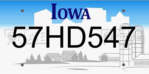 57HD547 Iowa License Plate