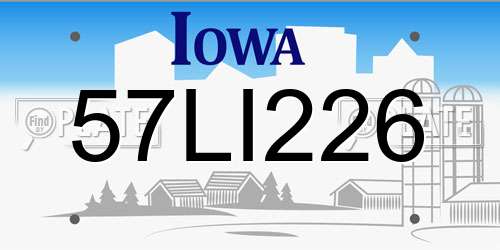 57LI226 Iowa License Plate