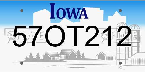 57OT212 Iowa License Plate