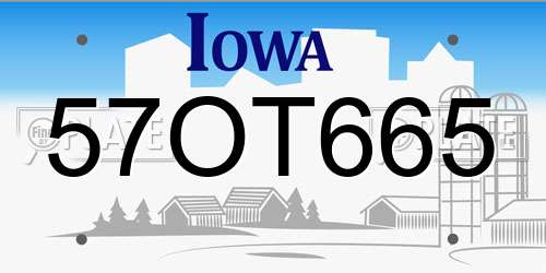 57OT665 Iowa License Plate