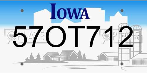 57OT712 Iowa License Plate