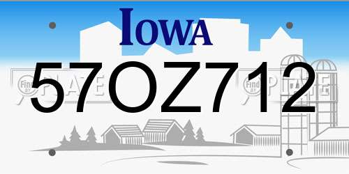 57OZ712 Iowa License Plate