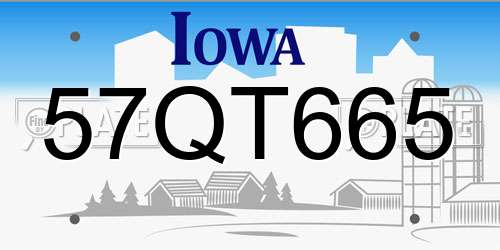 57QT665 Iowa License Plate