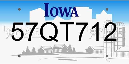 57QT712 Iowa License Plate