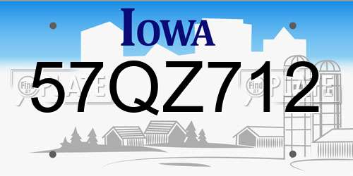 57QZ712 Iowa License Plate