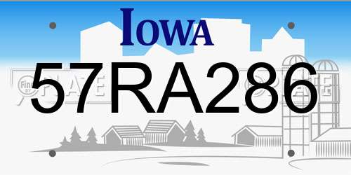 57RA286 Iowa License Plate