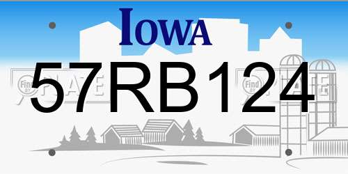57RB124 Iowa License Plate