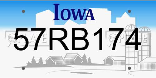 57RB174 Iowa License Plate
