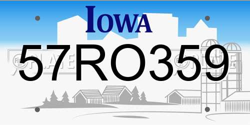 57RO359 Iowa License Plate