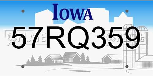 57RQ359 Iowa License Plate