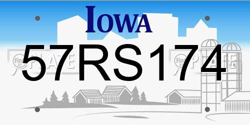 57RS174 Iowa License Plate