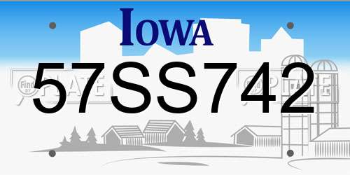 57SS742 Iowa License Plate