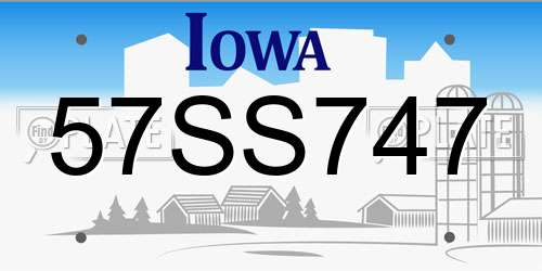 57SS747 Iowa License Plate