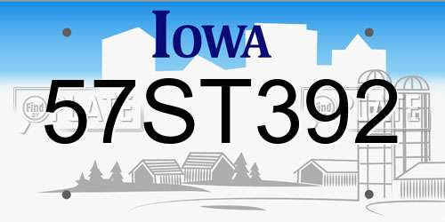 57ST392 Iowa License Plate