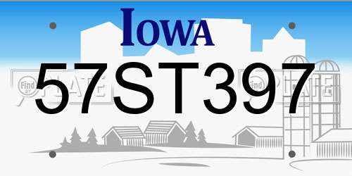 57ST397 Iowa License Plate