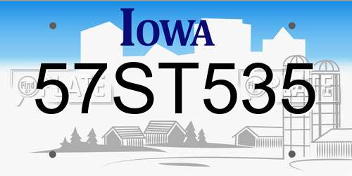 57ST535 Iowa License Plate
