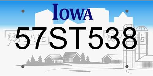57ST538 Iowa License Plate
