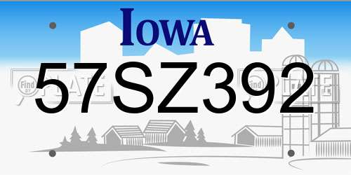 57SZ392 Iowa License Plate