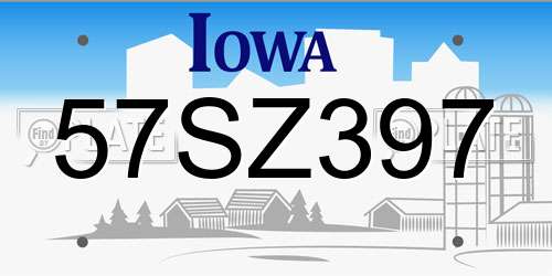 57SZ397 Iowa License Plate