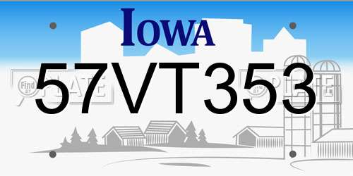 57VT353 Iowa License Plate