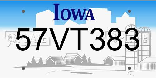 57VT383 Iowa License Plate