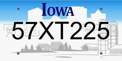 57XT225 Iowa License Plate