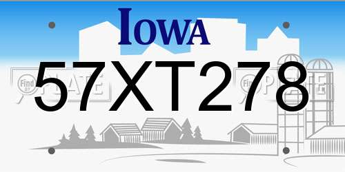 57XT278 Iowa License Plate