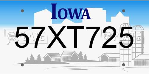 57XT725 Iowa License Plate