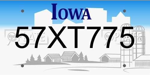 57XT775 Iowa License Plate
