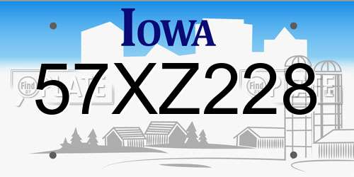 57XZ228 Iowa License Plate