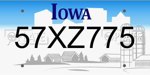 57XZ775 Iowa License Plate