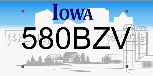 580BZV Iowa License Plate