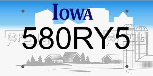 580RY5 Iowa License Plate